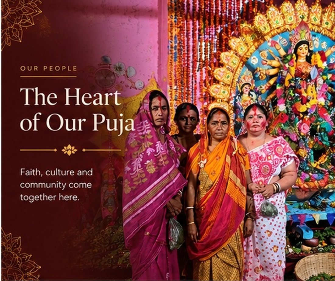 The Heart of Our Puja: women of the village together before Maa — faith, culture and community come together here